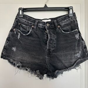 We the Free Distressed Black Denim Shorts
